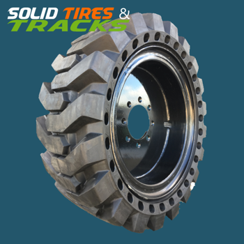 Set of 4, 12x16.5 Telehandler Solid Tires with 8 bolt Rims